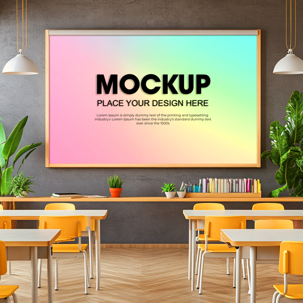 Classroom Poster Mockup Showcase Your Design in a Modern School Setting psd