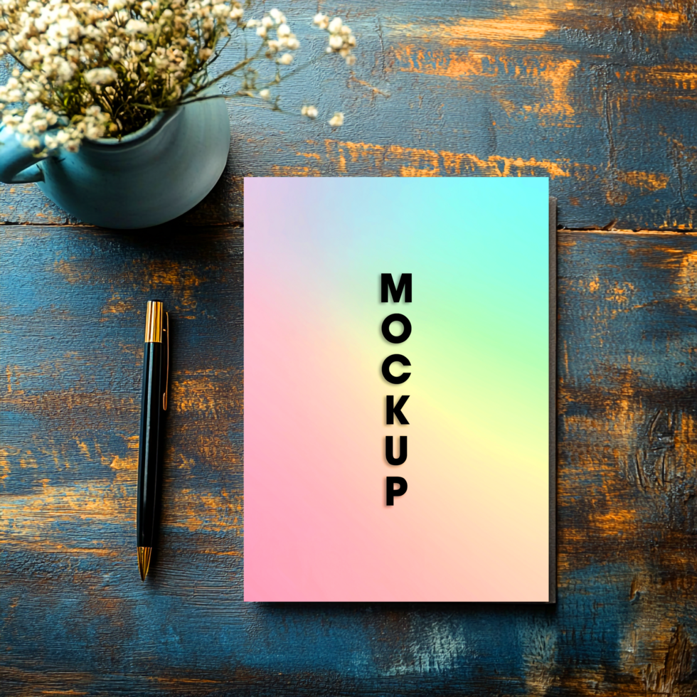 Notebook Mockup Pastel Gradient Design psd