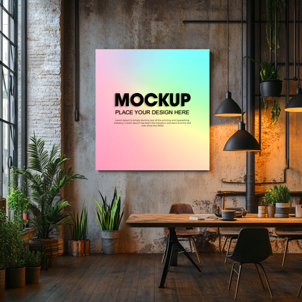 Canvas Mockup Modern Industrial Interior Design psd