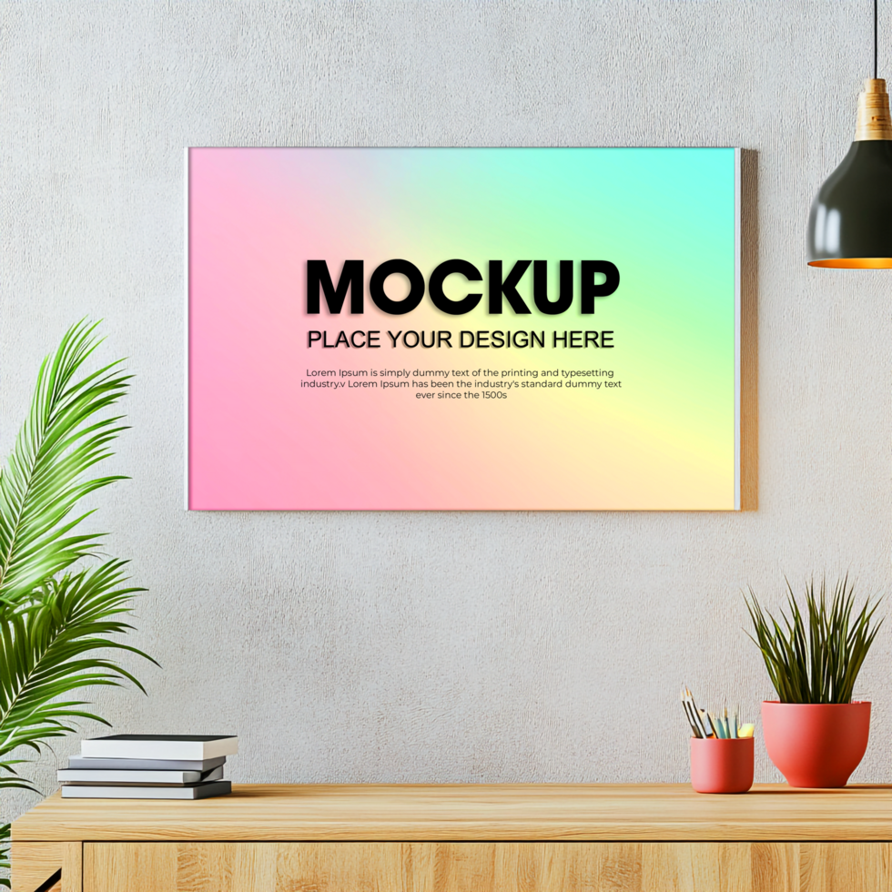 Pastel Rainbow Mockup Modern Wall Art Design Template psd
