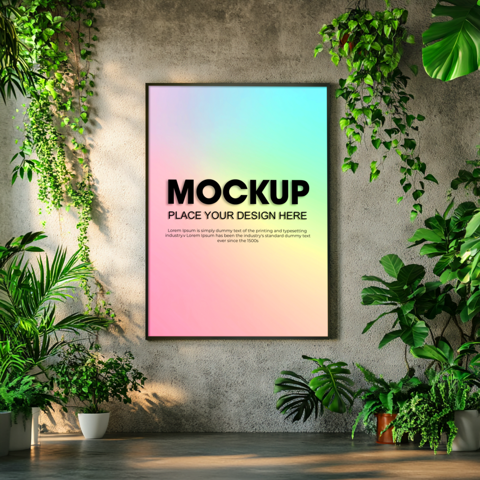 Poster Mockup Frame Mockup with Plants Interior Design Modern Artwork psd