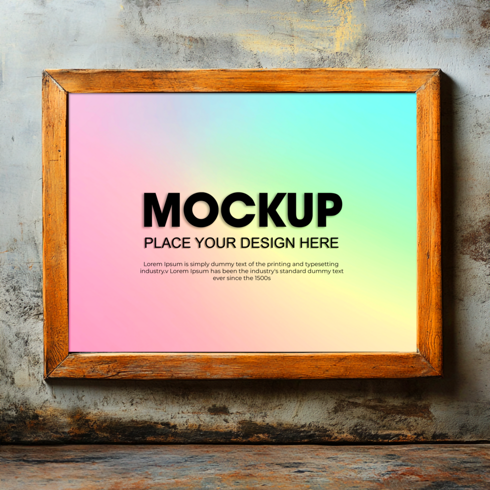Wooden Frame Mockup Pastel Gradient Background psd