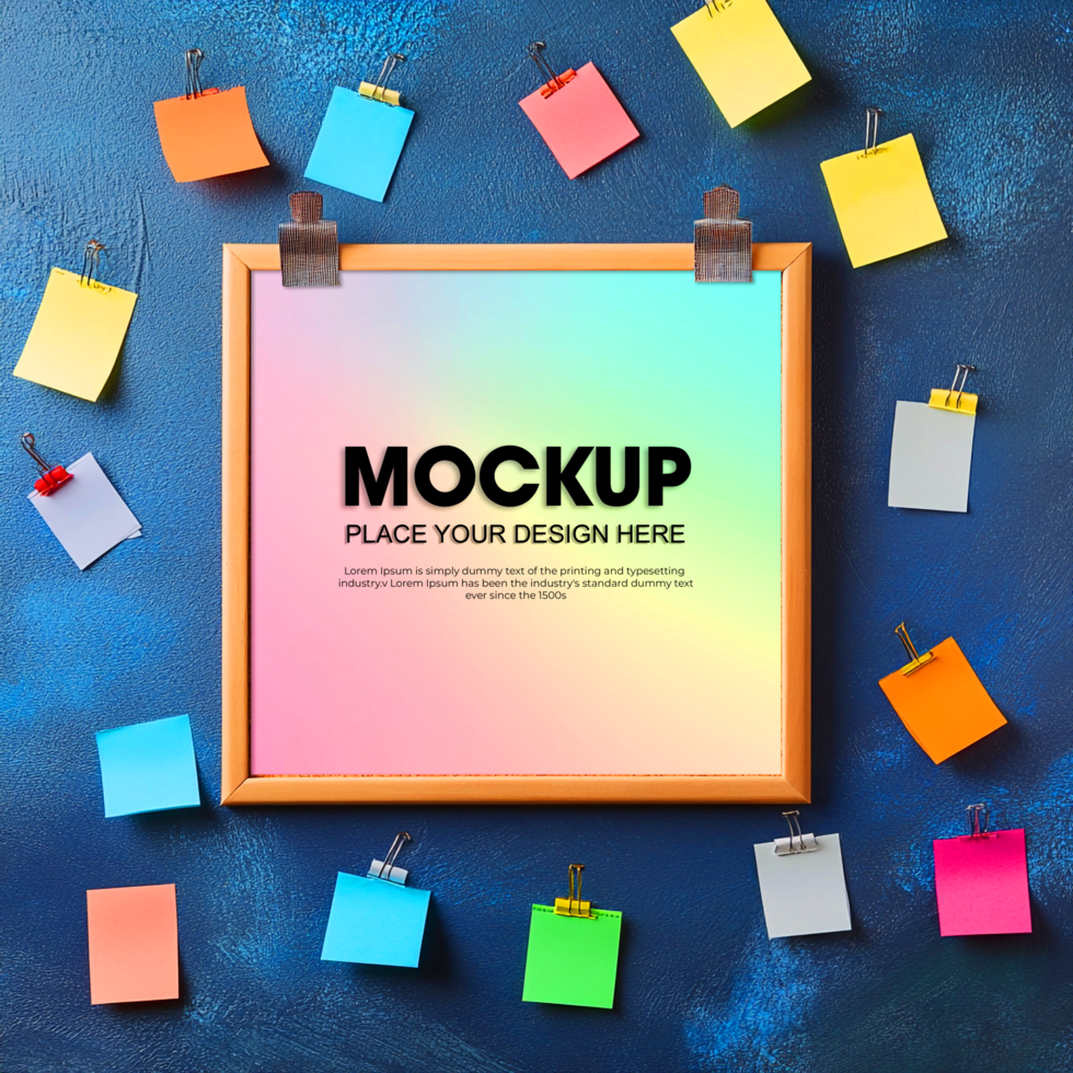 Colorful Sticky Notes Mockup Frame Design Template Branding Presentation psd