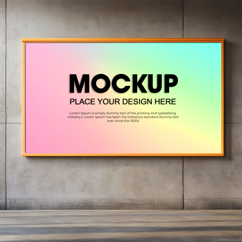 Modern Framed Mockup Pastel Rainbow Background for Poster Artwork or Branding Presentation psd