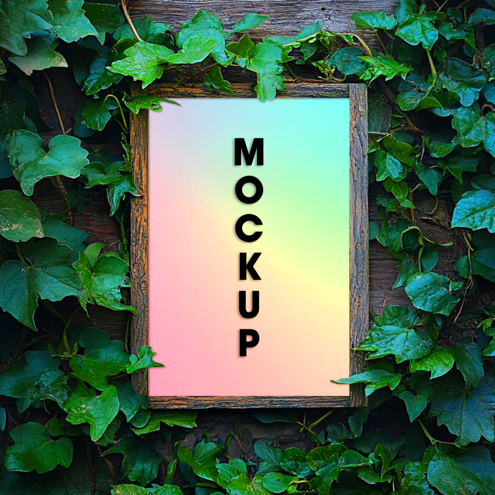 Ivy Frame Mockup Nature Photo Frame Template Green Leaves Background psd