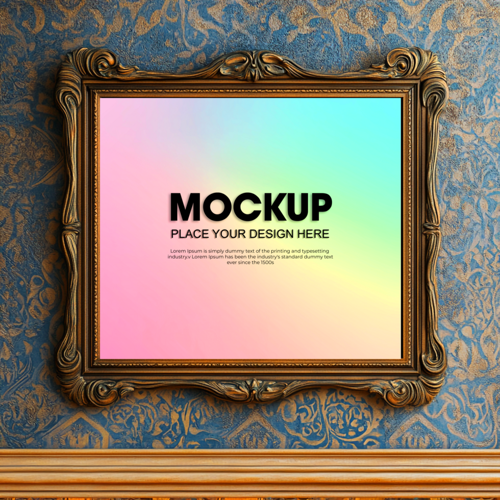 Ornate Gold Frame Mockup Picture Frame Template for Design psd