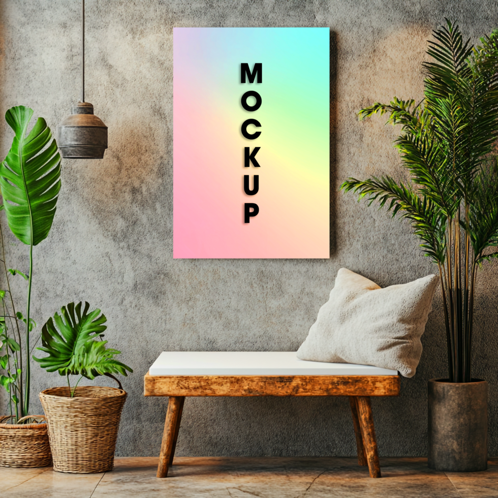 Pastel Rainbow Mockup Canvas Print Background psd