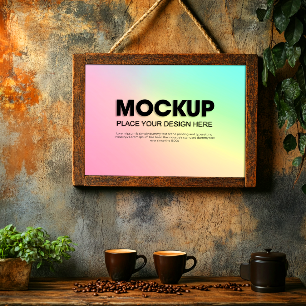 Rustic Frame Mockup Coffee Shop Design Branding psd