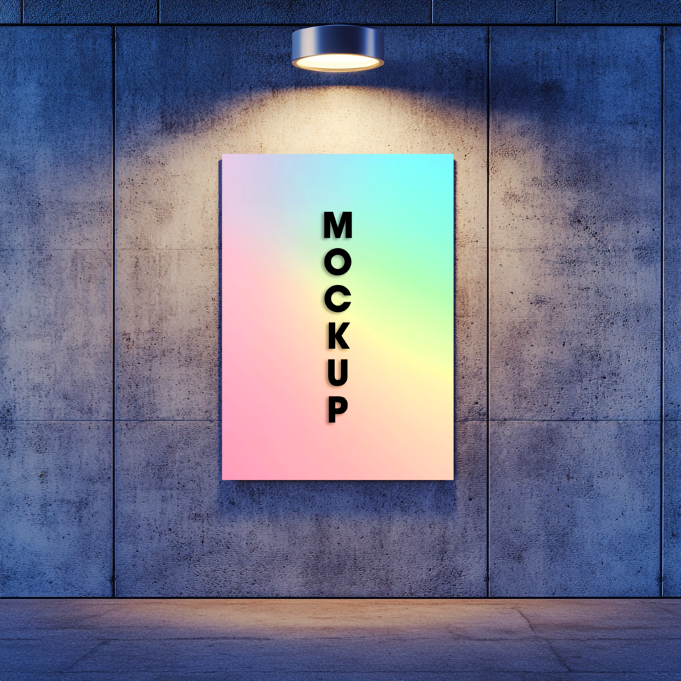 Poster Mockup Gradient Background on Concrete Wall psd