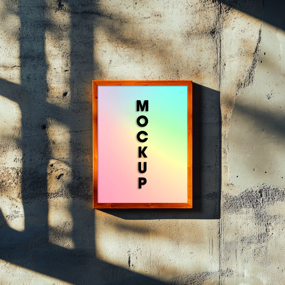 Modern Wooden Frame Mockup Gradient Background on Grungy Texture psd