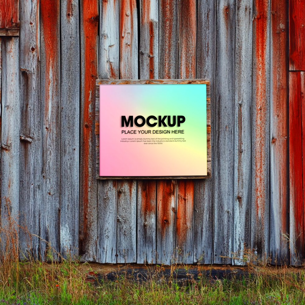 Rustic Wooden Barn Mockup Display Your Design on Weathered Wood psd