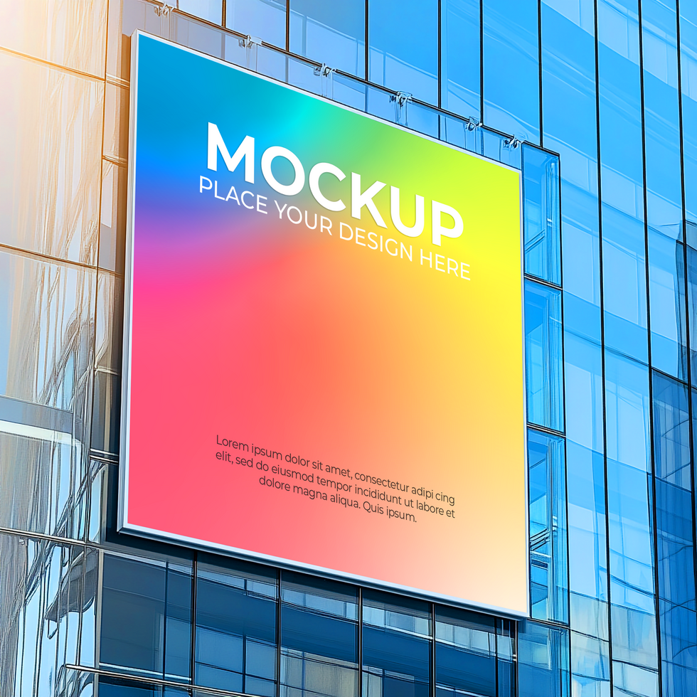 Colorful Billboard Mockup on Modern Building, Advertising Template Mockup Template psd