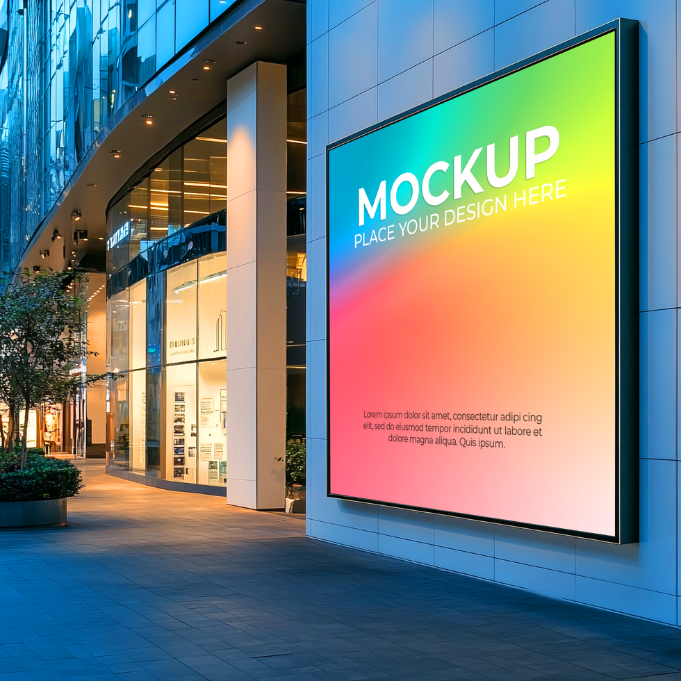 Modern City Building Exterior with Large Digital Billboard Mockup Mockup Template psd