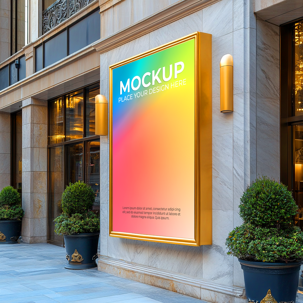 Exterior Building Mockup, Modern Lightbox Signage Design Mockup Template psd