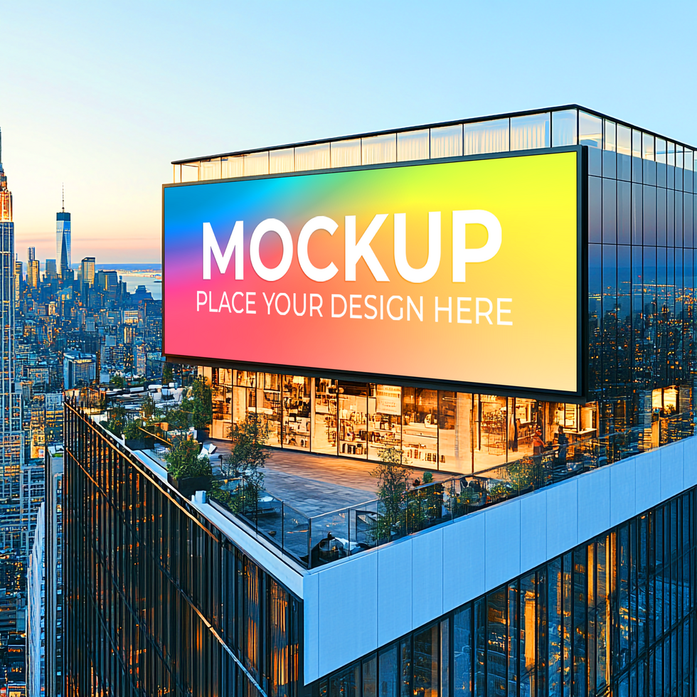 NYC Rooftop Billboard Mockup, LED Screen Advertising Mockup Template psd