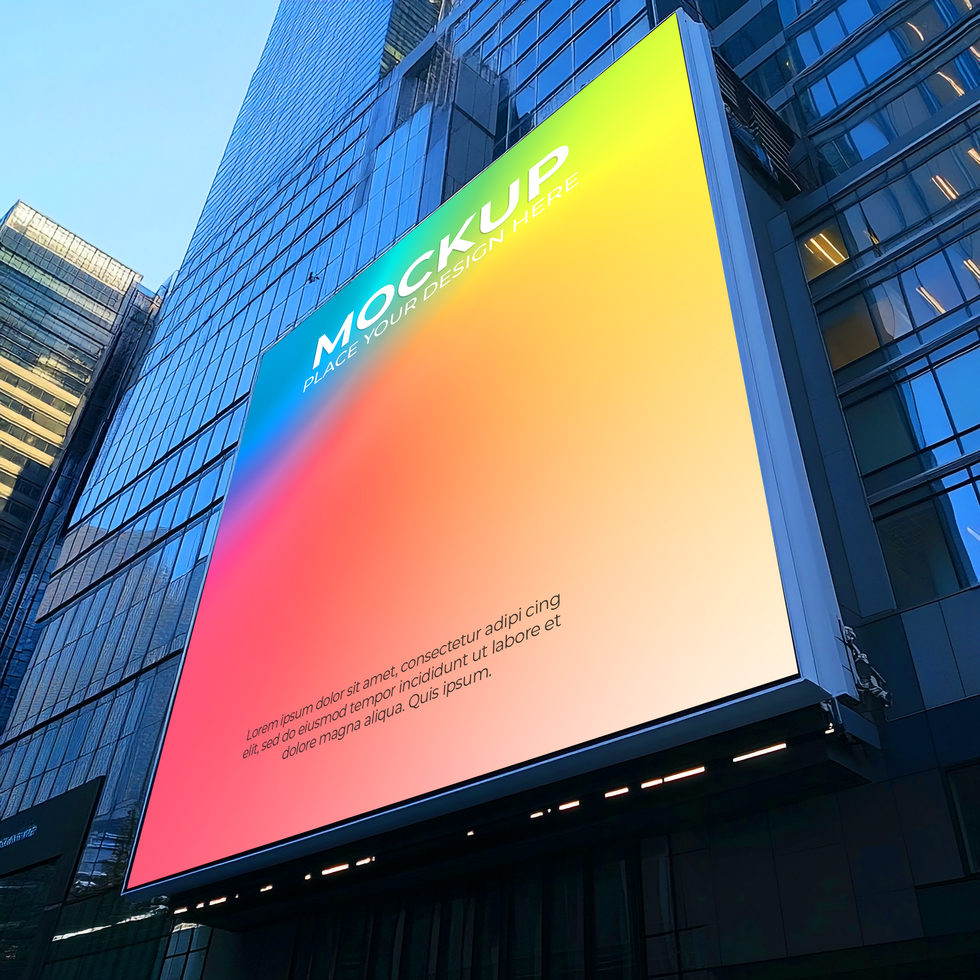 Vibrant City Billboard, A Stunning Gradient Display Mockup Template psd