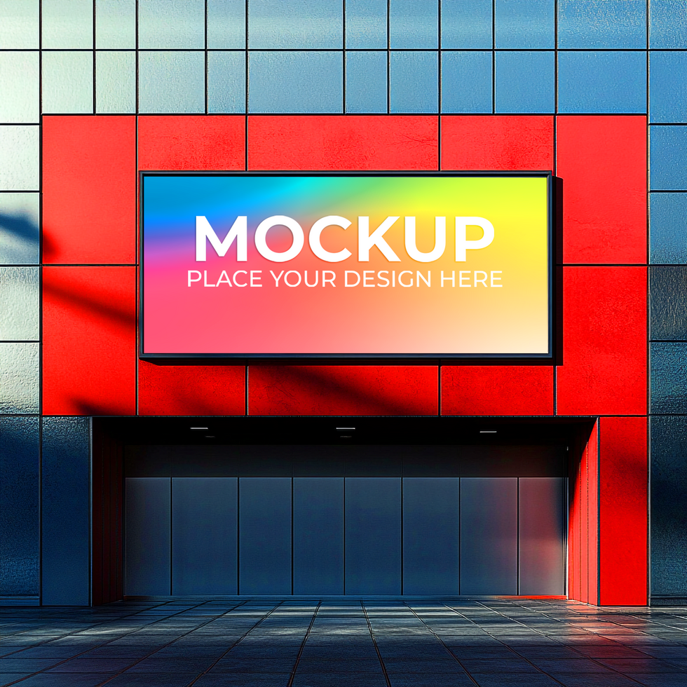 Digital Signage Mockup, Modern Building Display Mockup Template psd