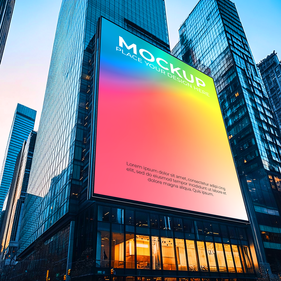 Billboard Mockup, Free NYC Cityscape Background Image Mockup Template psd