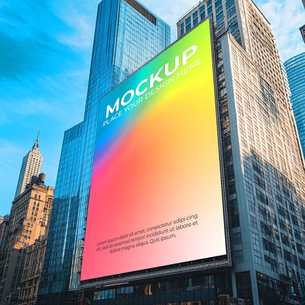 Vibrant Billboard Mockup in City Setting Mockup Template psd