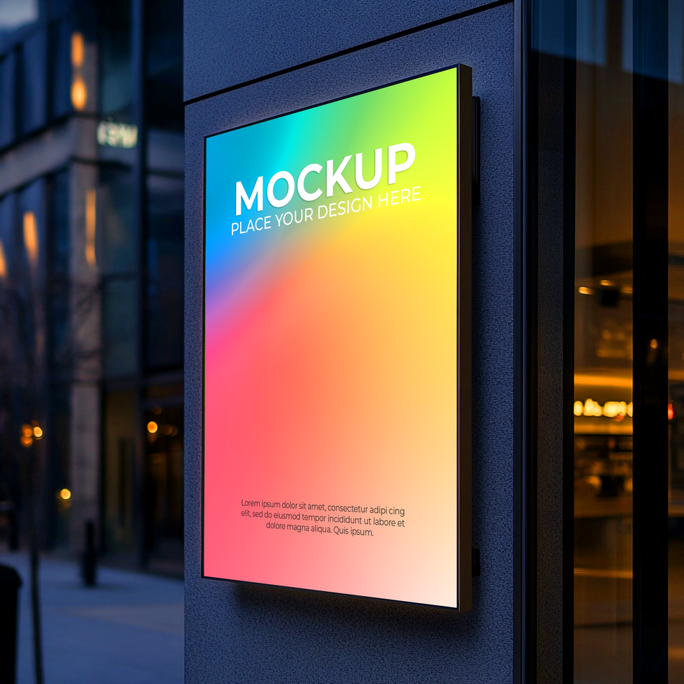Vibrant Rainbow Gradient Mockup, Outdoor Sign Design Template Mockup Template psd
