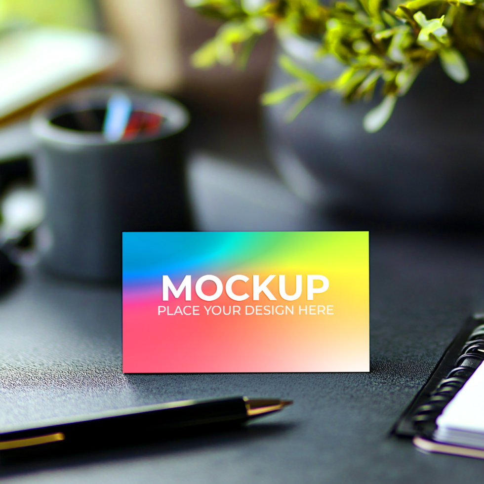 Business Card Mockup Colorful Gradient Design Template psd
