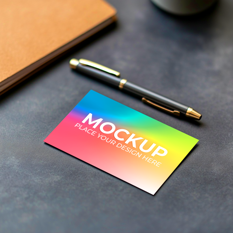 Vibrant Business Card Mockup Rainbow Gradient Design Template psd