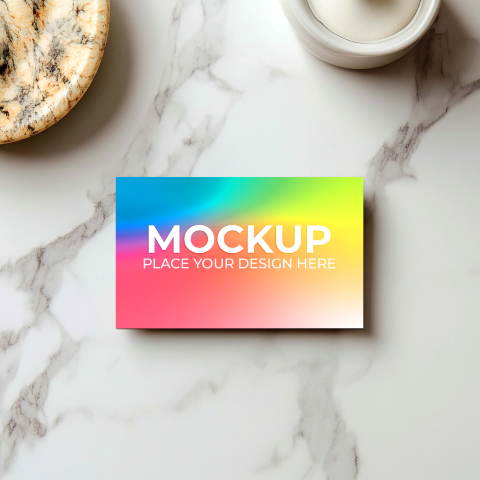 Rainbow Gradient Business Card Mockup Template psd