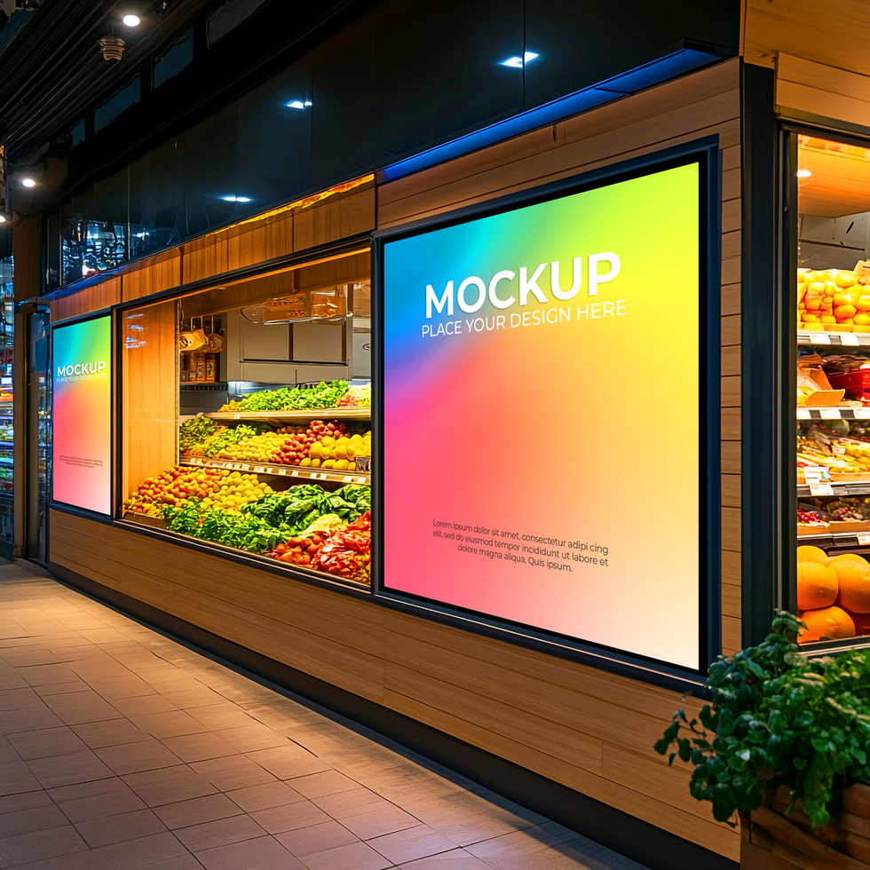 Grocery Store Mockup Retail Signage Display psd