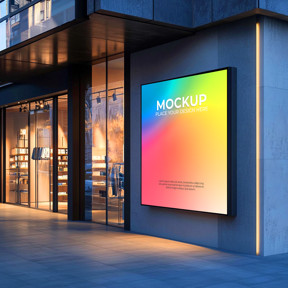 Modern Building Exterior with Billboard Mockup psd
