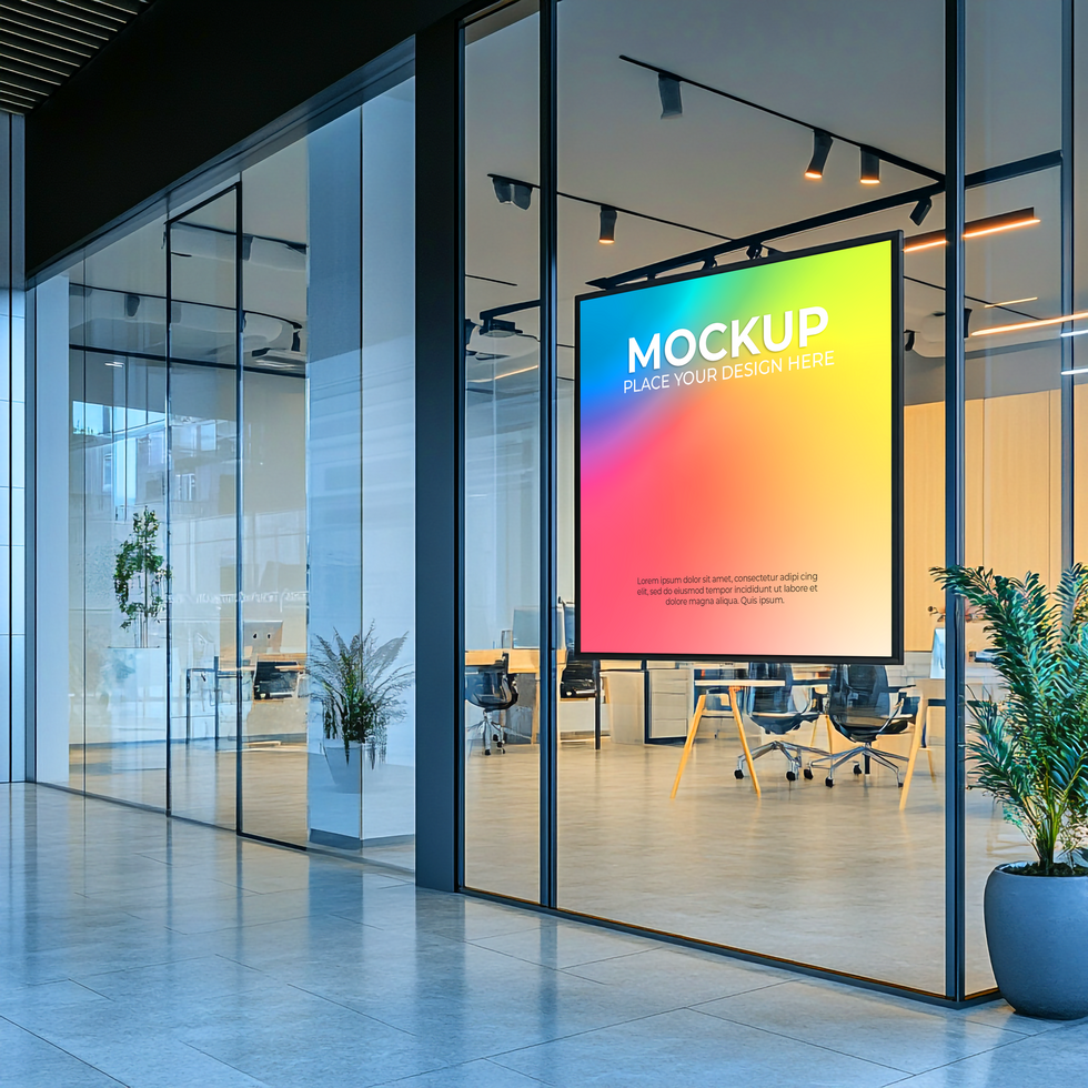 Modern Office Building Exterior Poster Mockup Digital Signage Template Design psd