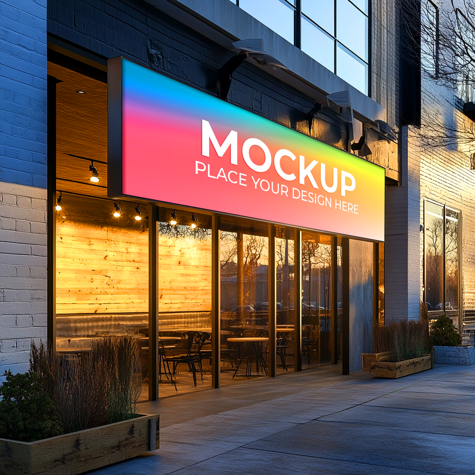 Modern Storefront Mockup Vibrant Signage Design psd