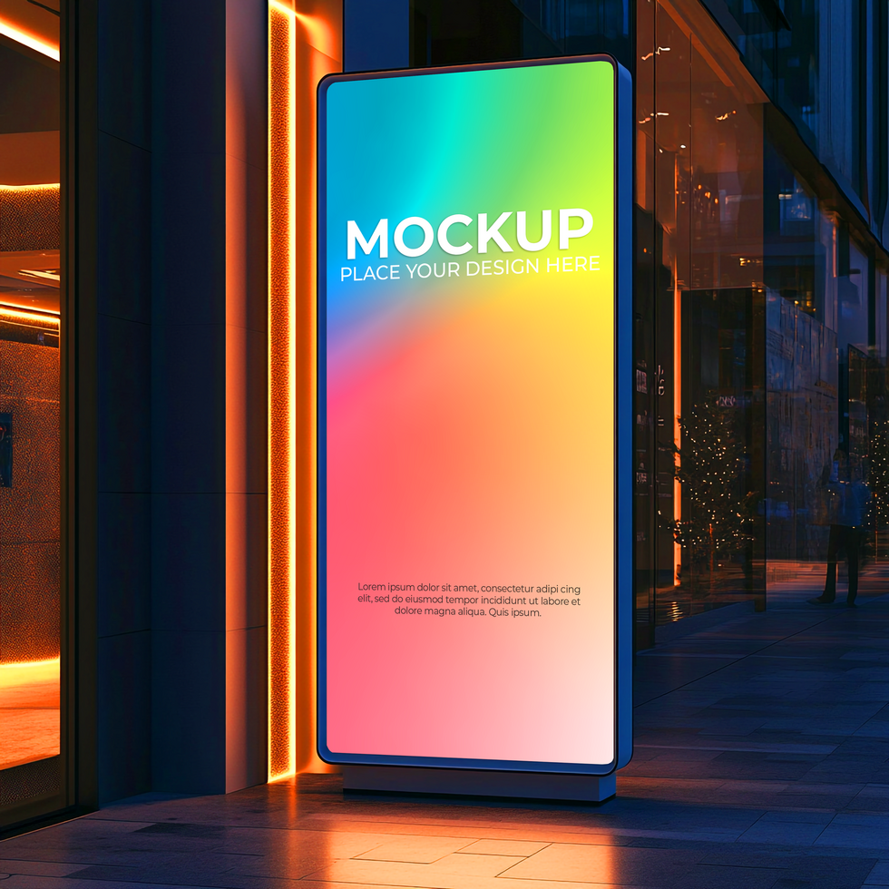 Realistic Smartphone Mockup Outdoor Vertical Billboard Ad Display psd
