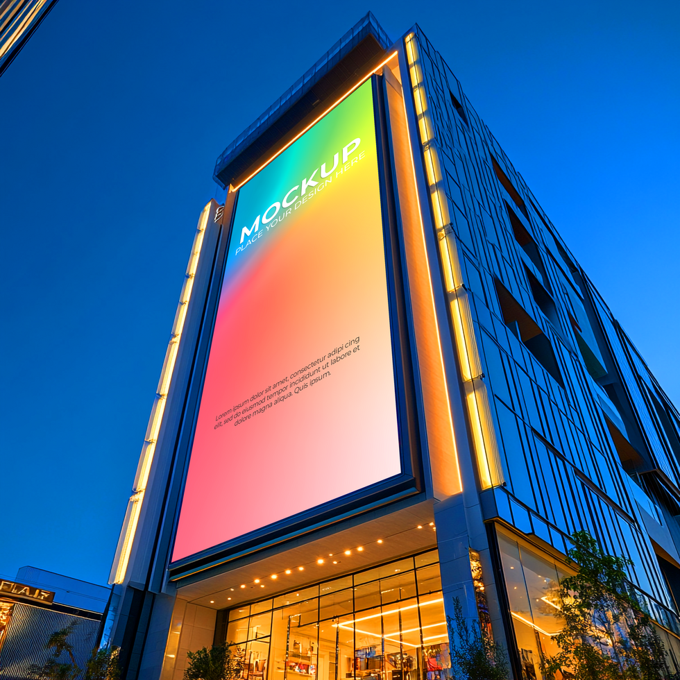Stunning Building with Vibrant LED Display at Night psd