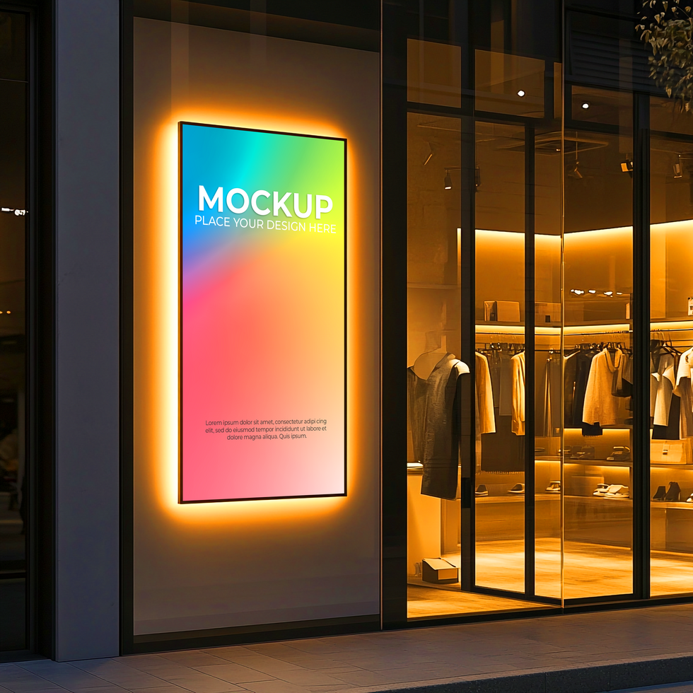 Modern Store Signage LED Backlit Signboard Retail Display Night Lighting psd