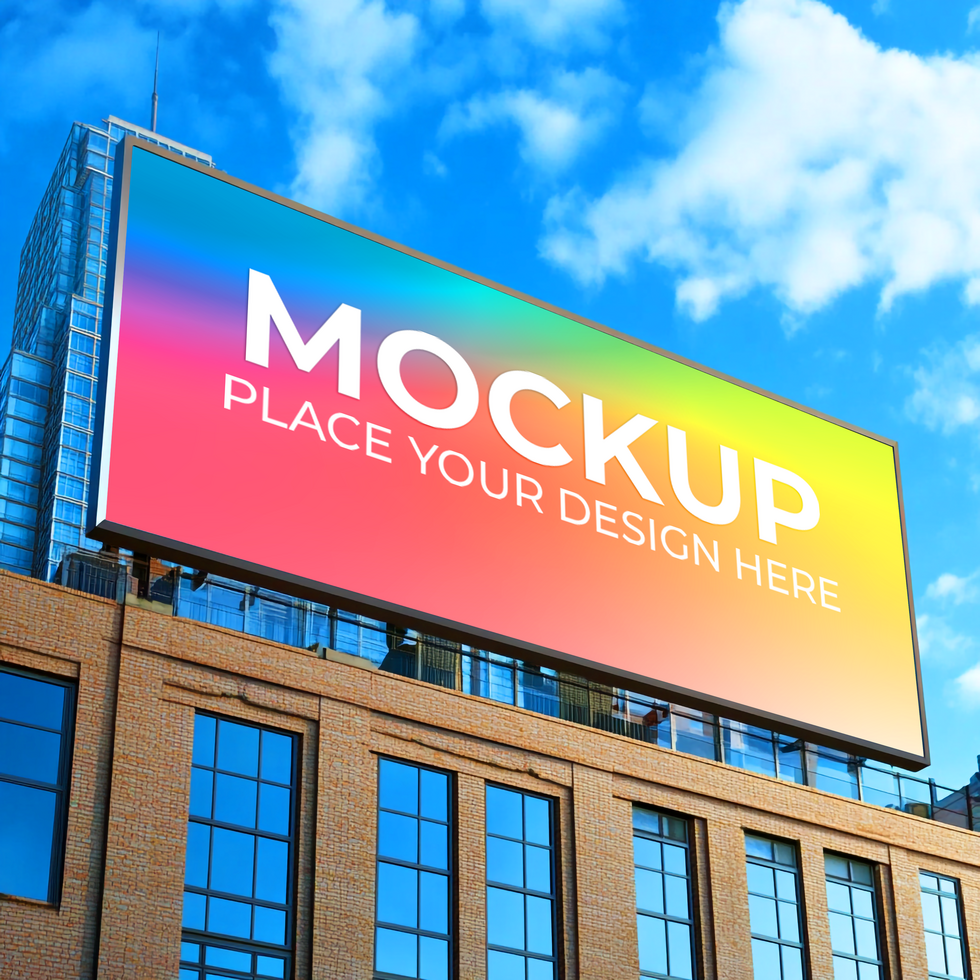 Billboard Mockup Colorful LED Screen on Building psd