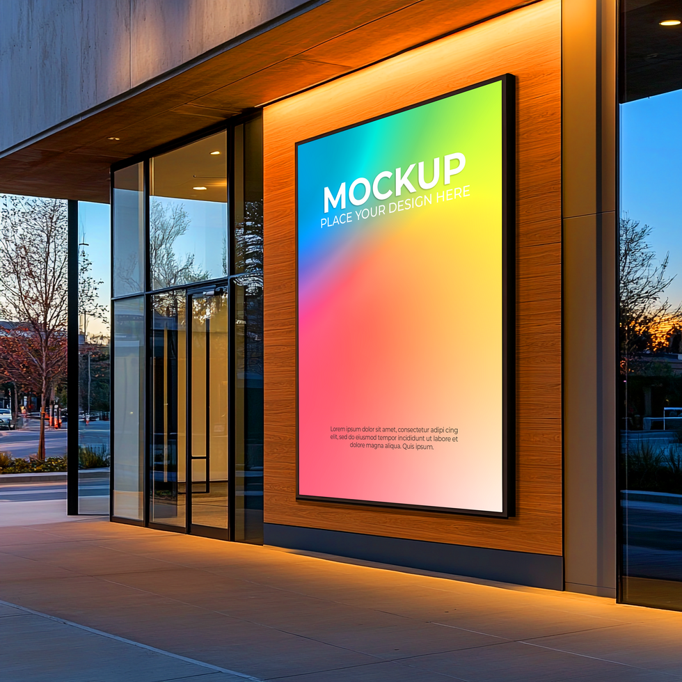 Modern Building Exterior Lightbox Mockup Retail Signage Design Template psd