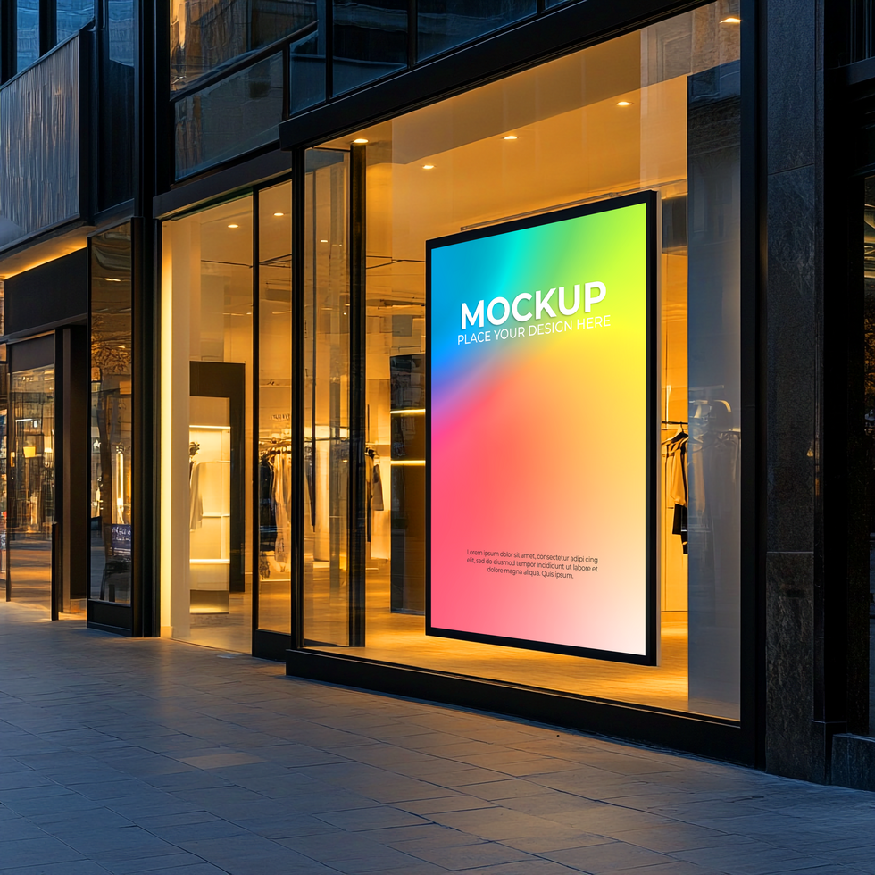 Modern Retail Storefront with Digital Signage Display psd
