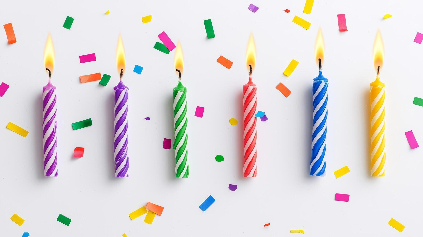 Colorful Party Candles with Confetti Background for Celebrations and Festive Occasions photo