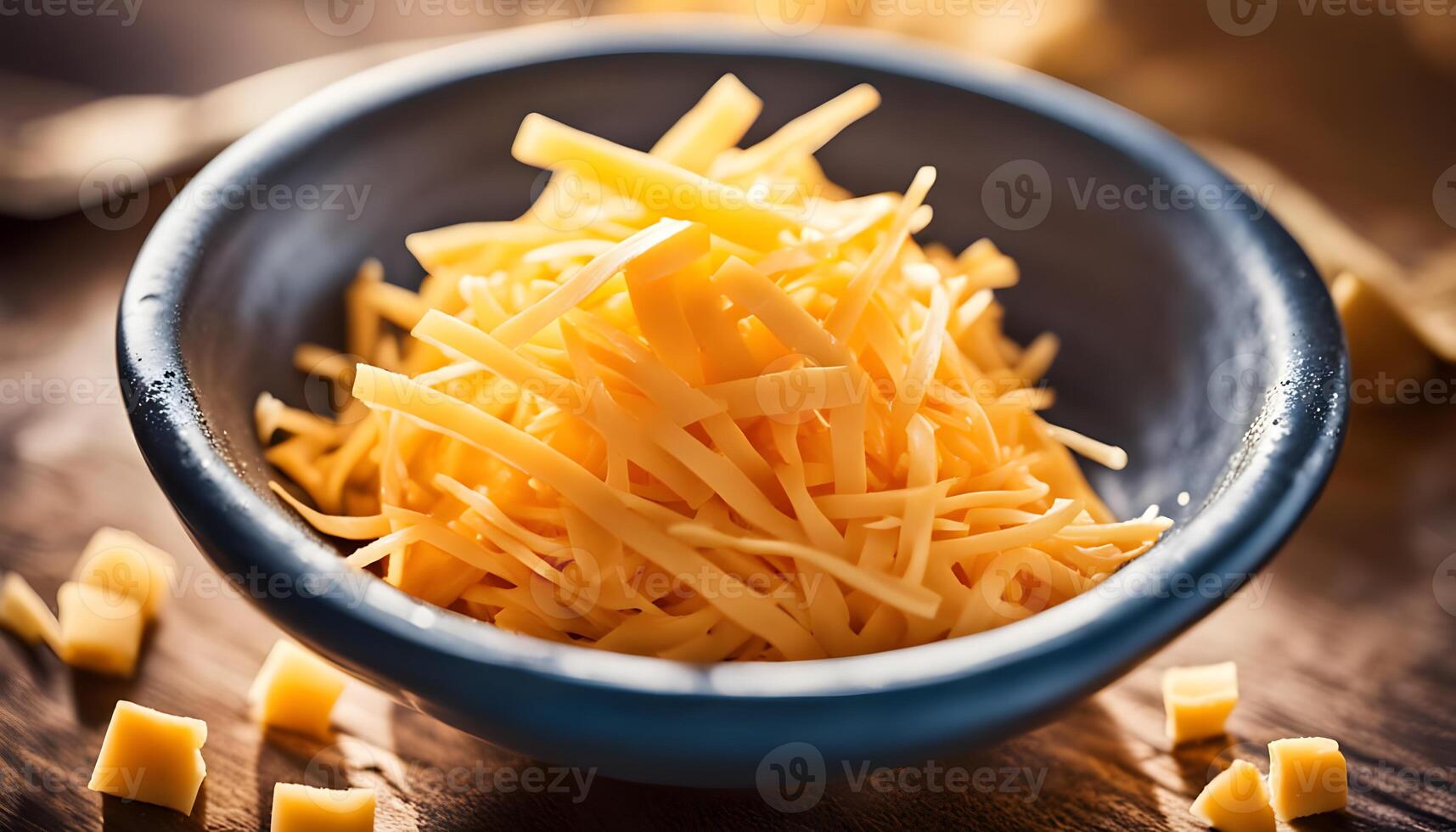 Shredded cheese in a minimal white bowl with soft natural lighting photo