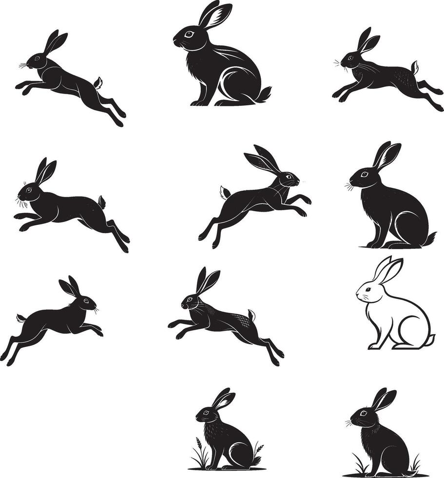 A rabbit, silhouette style, minimalist. vector