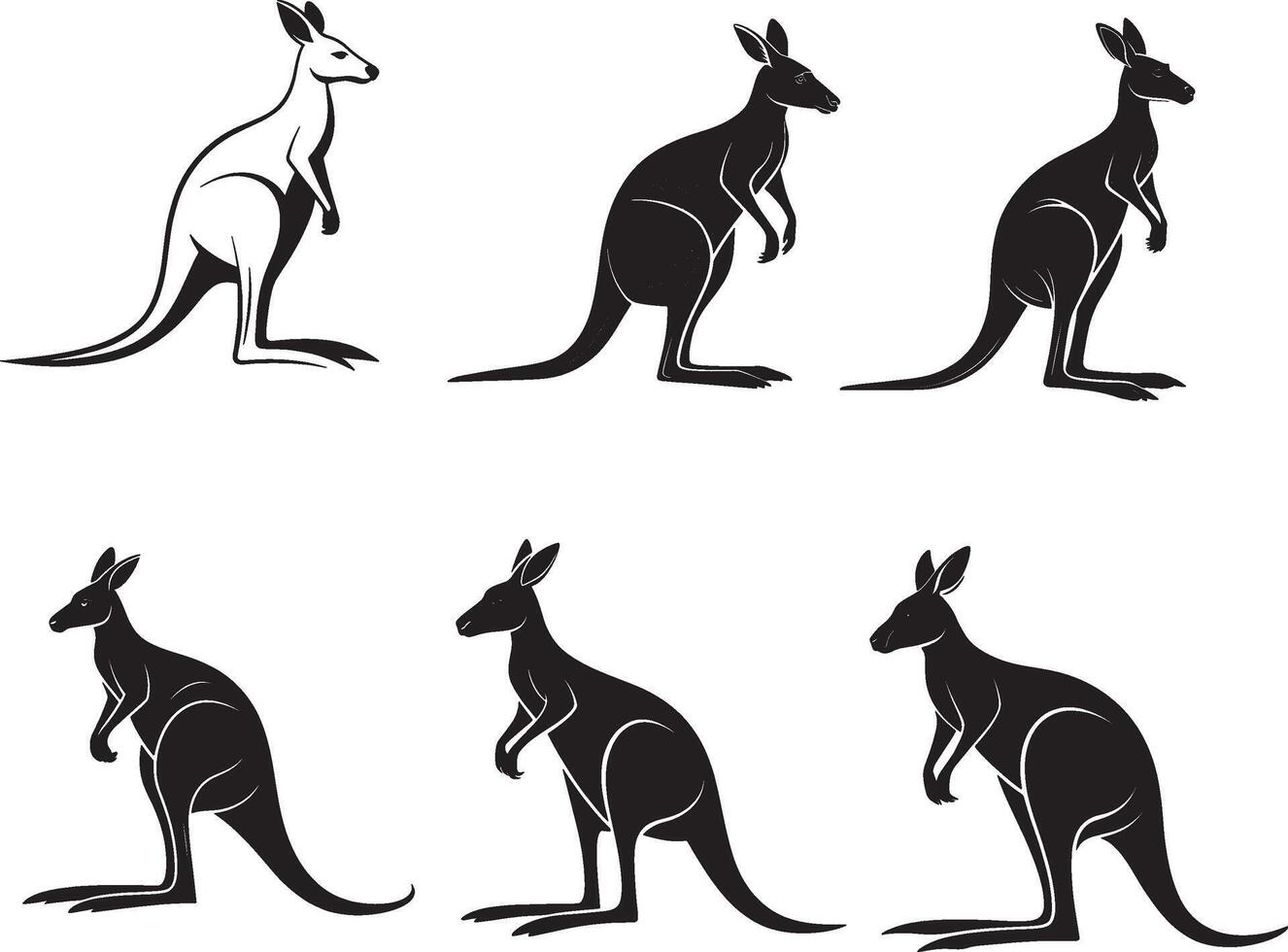 A kangaroo , silhouette style, minimalist. vector