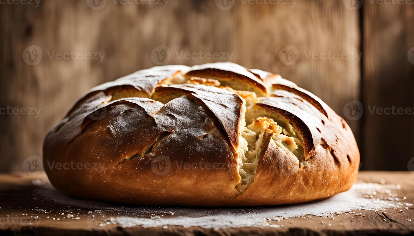 Traditional farmhouse bread, no kneading required, still warm from the oven photo