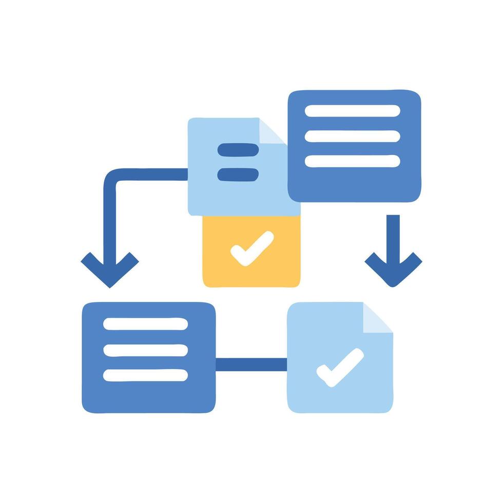 Workflow Process Diagram Data Flow with Document Icons vector