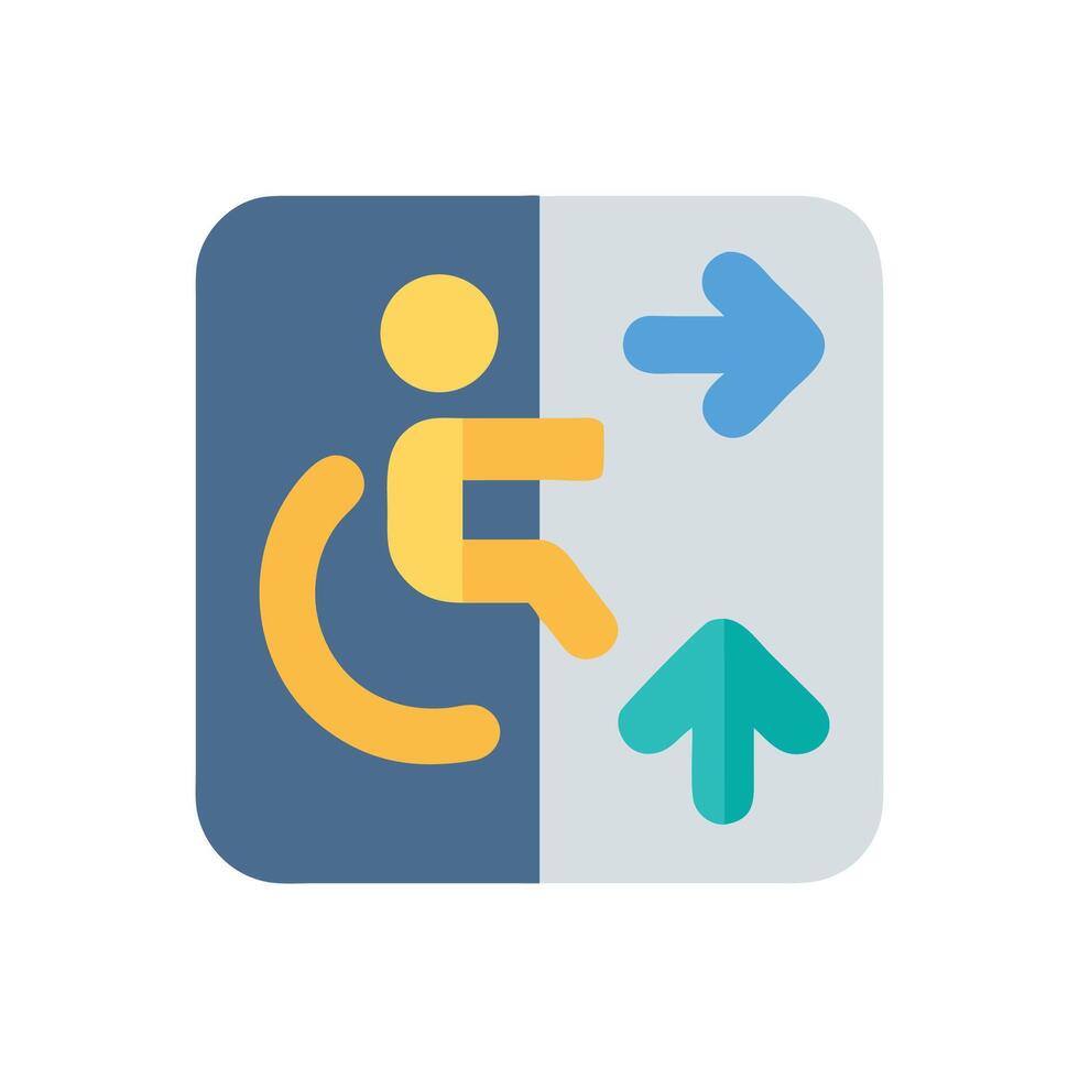 Accessible elevator sign with wheelchair symbol and directions vector