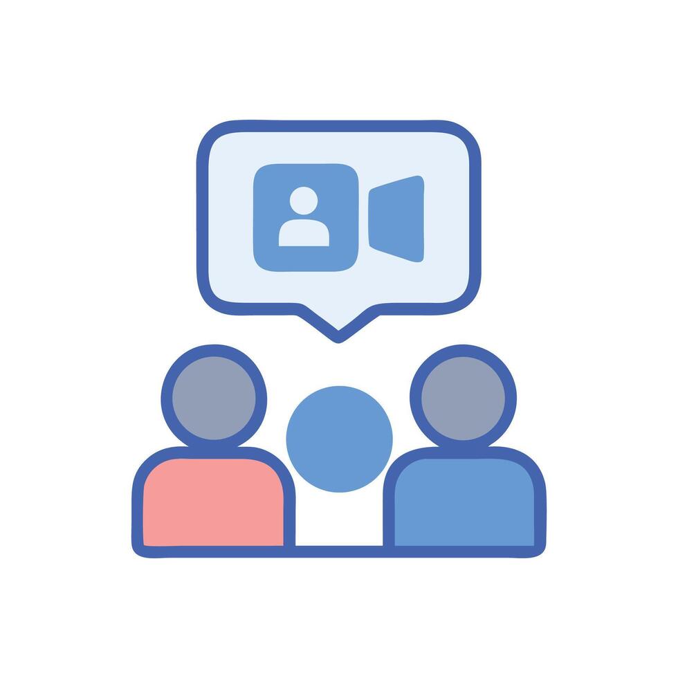 Online meeting icon, remote collaboration, conference concept vector