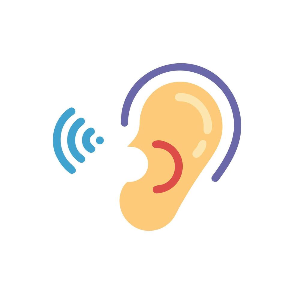 Hearing and ear health concept with sound waves vector