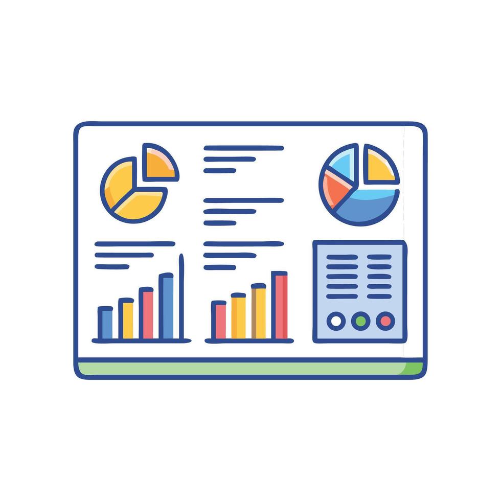 Data dashboard illustration with charts and information elements vector