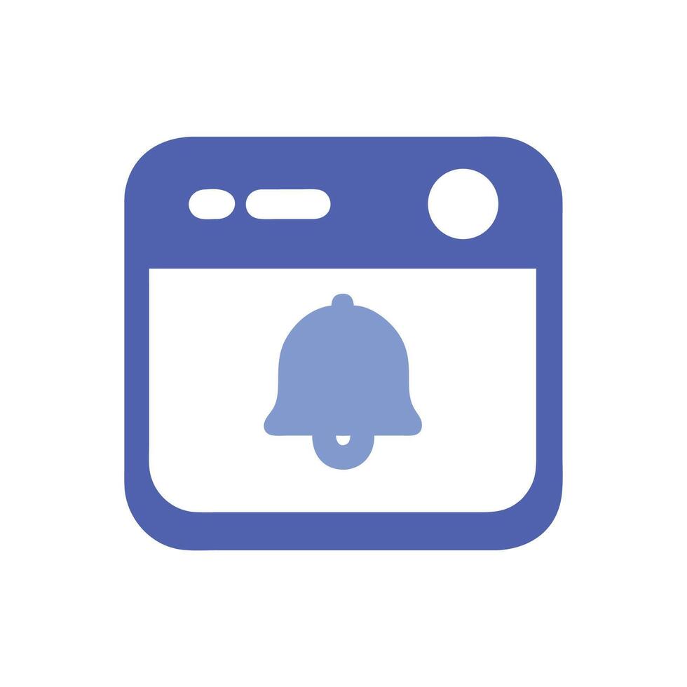 Blue notification bell icon on black background vector