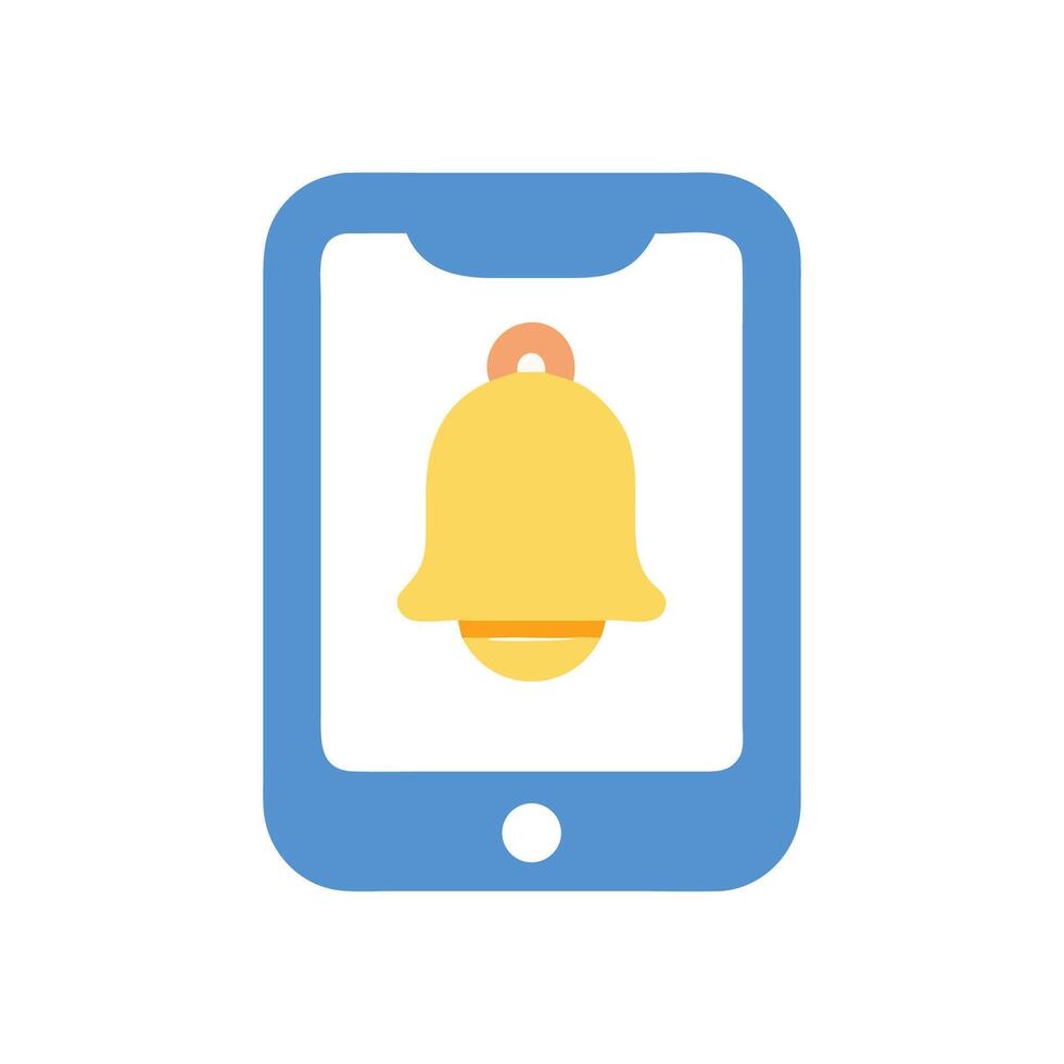 Phone notification icon with a bell and black background vector