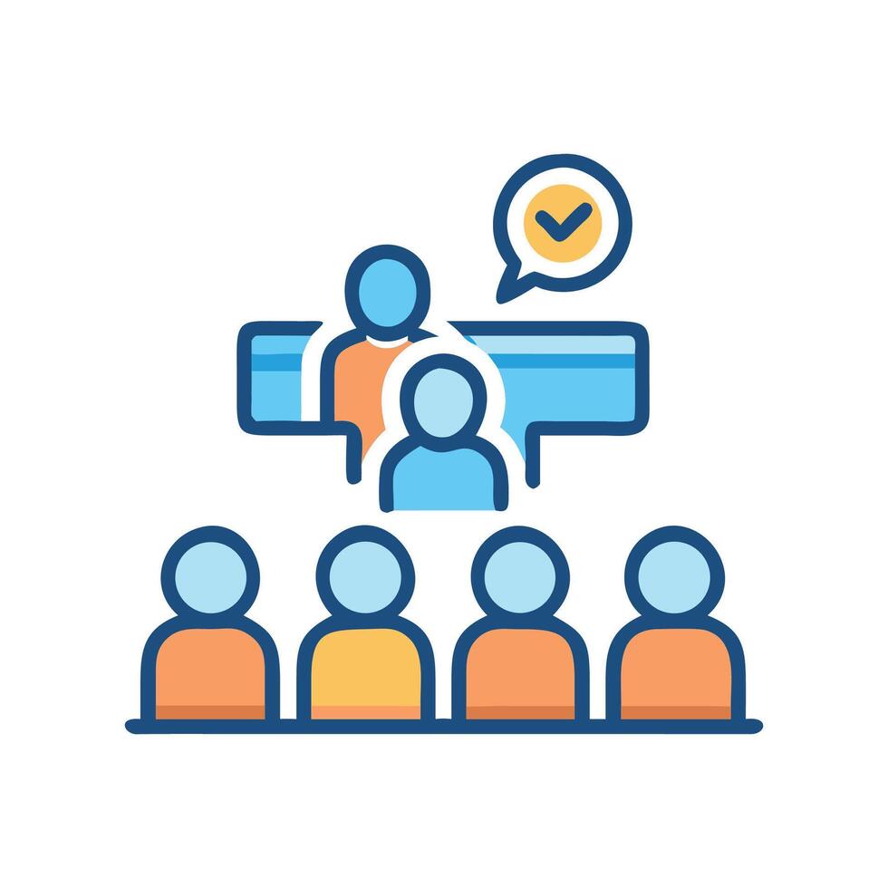 Successful online webinar or meeting with audience icon vector
